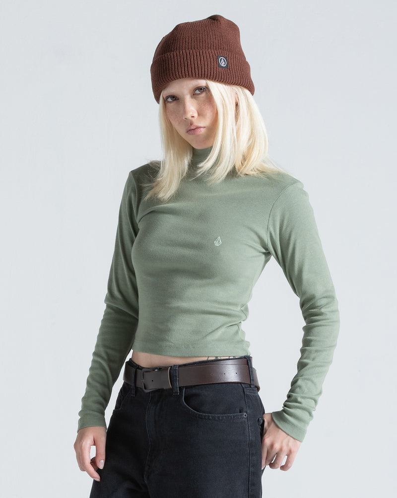 Camiseta Especial Manga Longa Volcom Mock Neck Verde