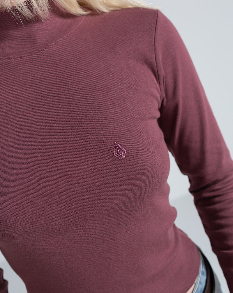 Camiseta Especial Manga Longa Volcom Mock Neck Bordô