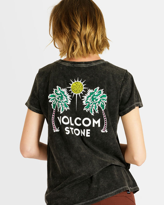 Camiseta Volcom Manga Curta Relaxed Lock it Up Preta