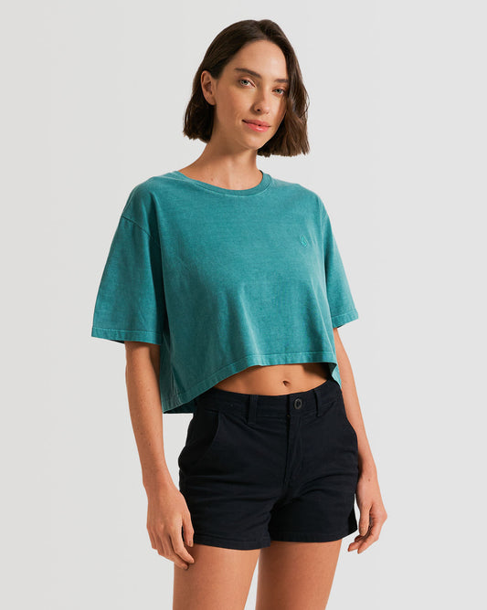 Camiseta Volcom Hour Crop Verde