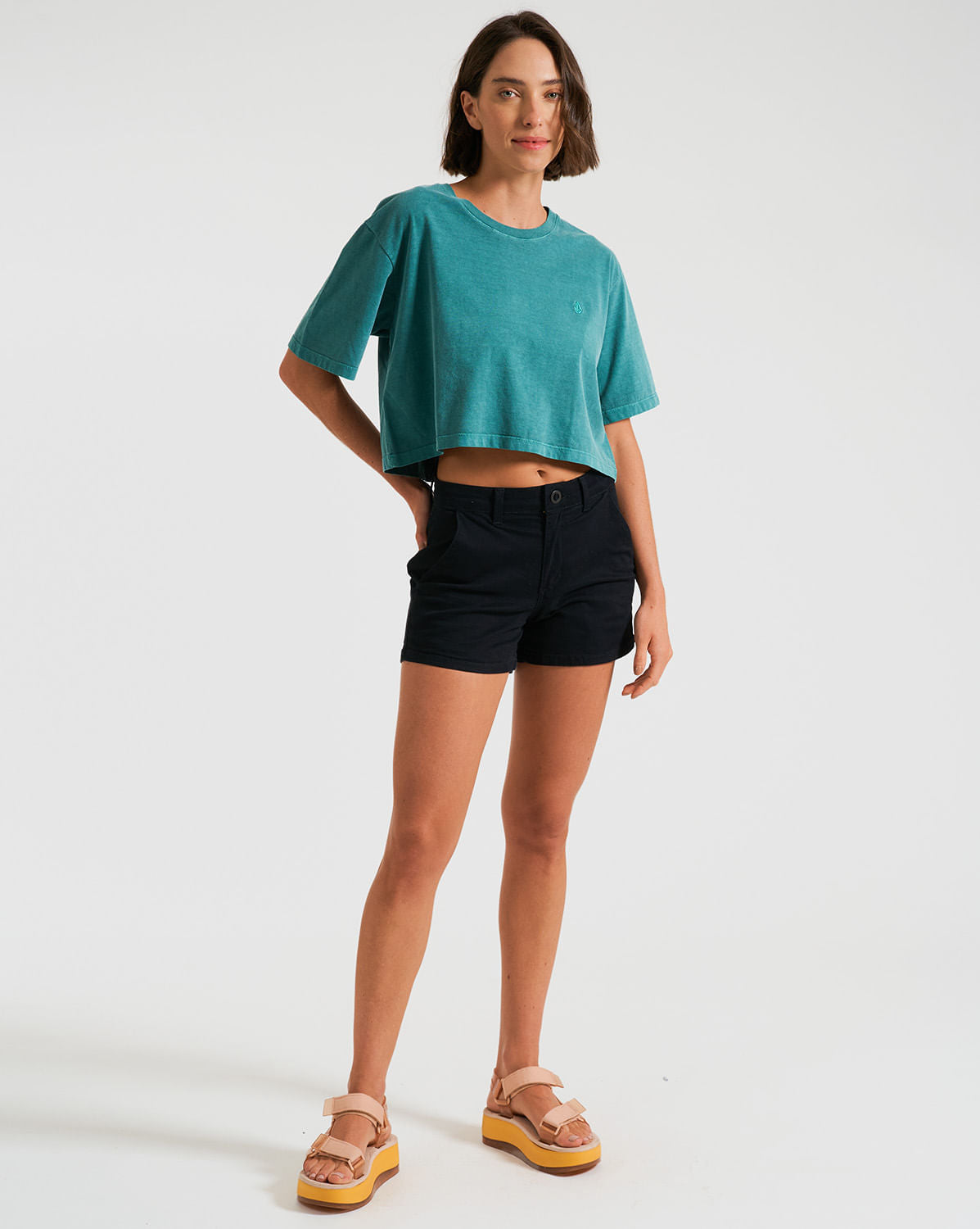 Camiseta Volcom Hour Crop Verde