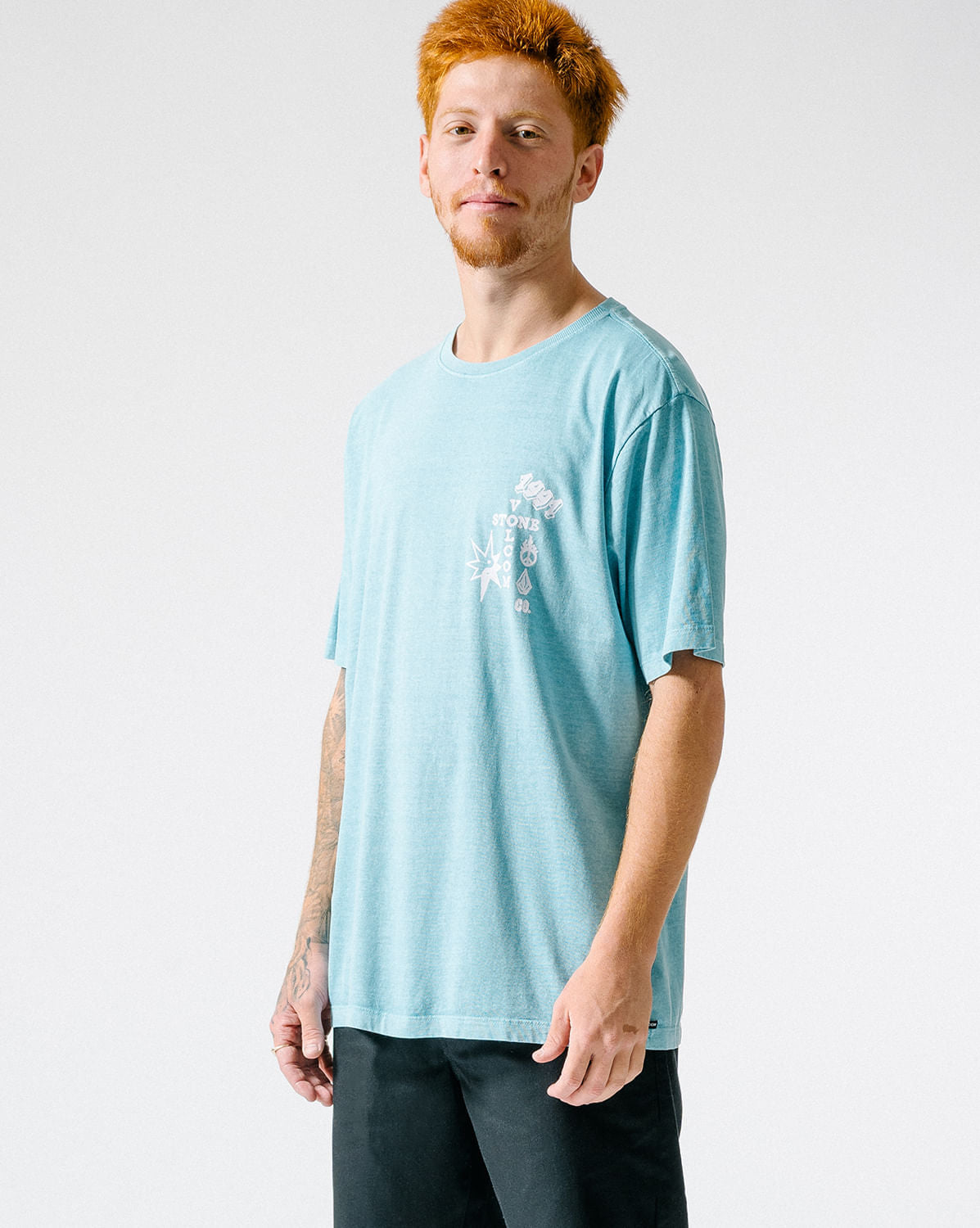 Camiseta Volcom Regular Heavy Living Azul