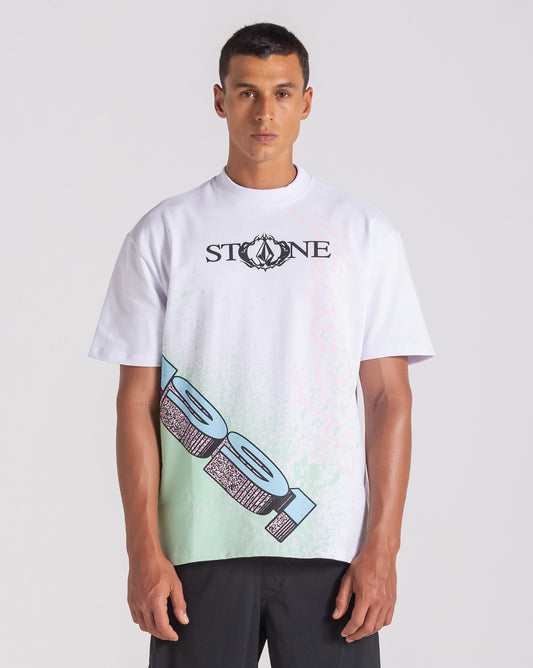 Camiseta Comfort Fit Volcom Heavy Tubes Branca