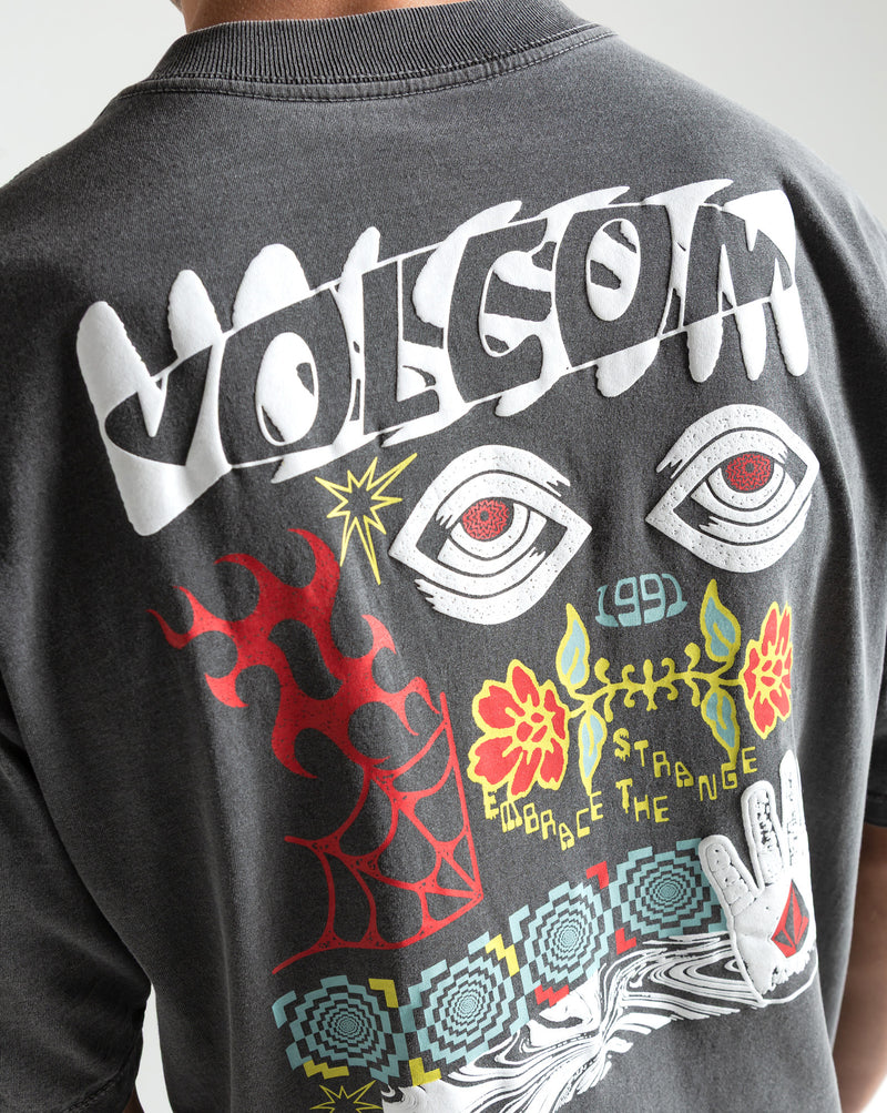 Camiseta Comfort Fit Volcom Brain Storm Preta