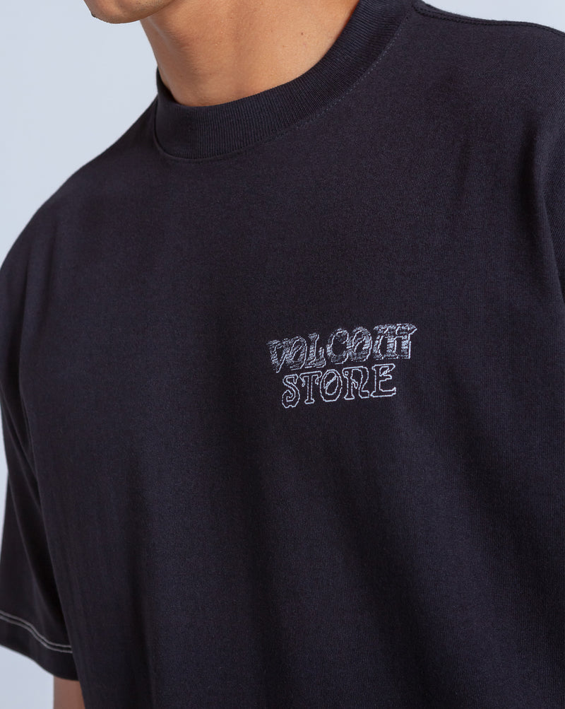 Camiseta Comfort Fit Volcom Time Wave Preta