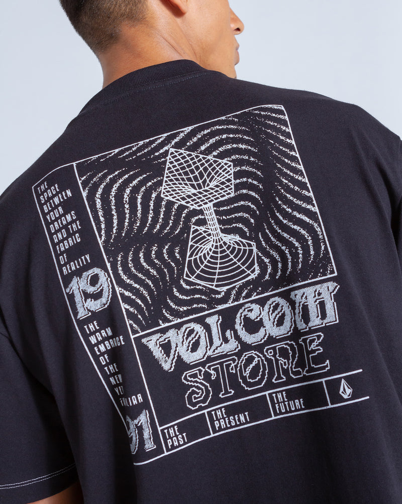 Camiseta Comfort Fit Volcom Time Wave Preta