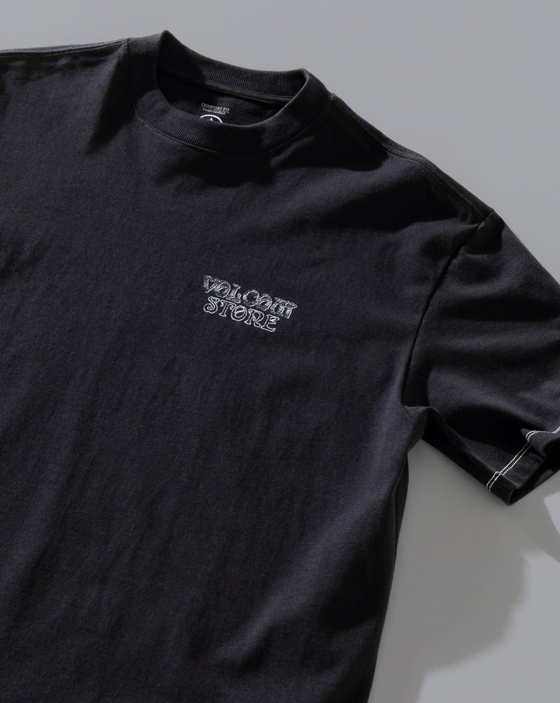 Camiseta Comfort Fit Volcom Time Wave Preta