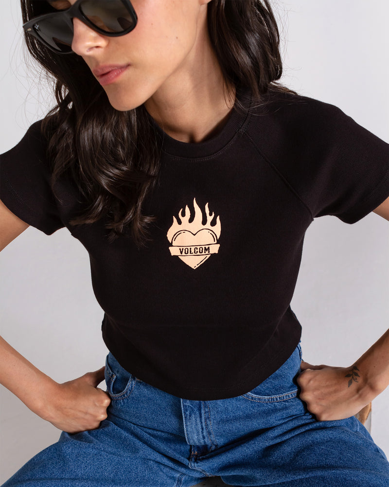Camiseta Especial Volcom Burning Heart Preta