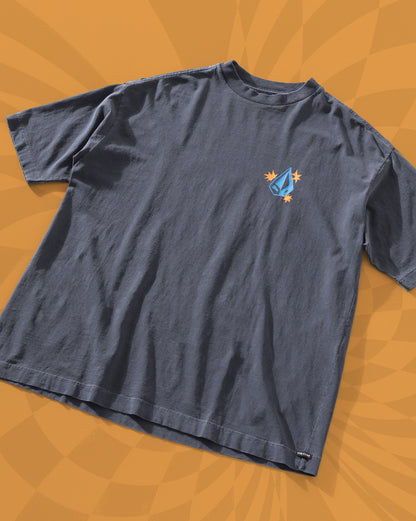 Camiseta Boxy Fit Volcom FA x Alucinandinho Punk Rock Love Cinza