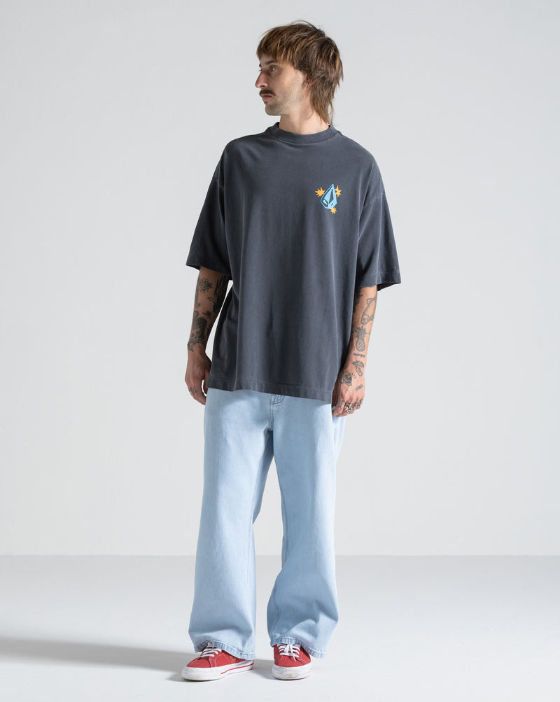 Camiseta Boxy Fit Volcom FA x Alucinandinho Punk Rock Love Cinza