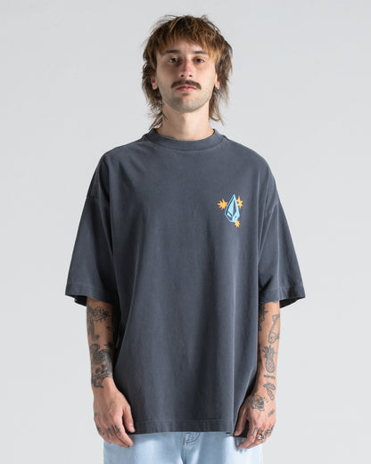 Camiseta Boxy Fit Volcom FA x Alucinandinho Punk Rock Love Cinza