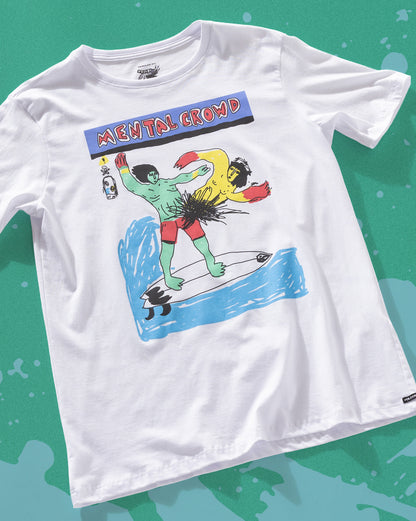 Camiseta Especial Volcom FA x Alucinandinho Mental Crowd Branca