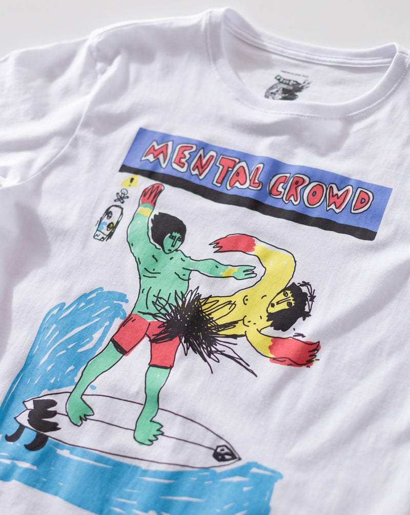 Camiseta Especial Volcom FA x Alucinandinho Mental Crowd Branca