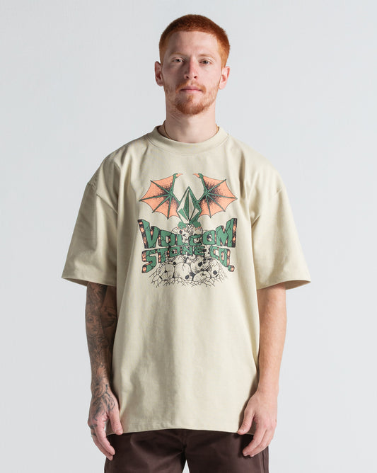 Camiseta Comfort Fit Volcom Perchdup Bege