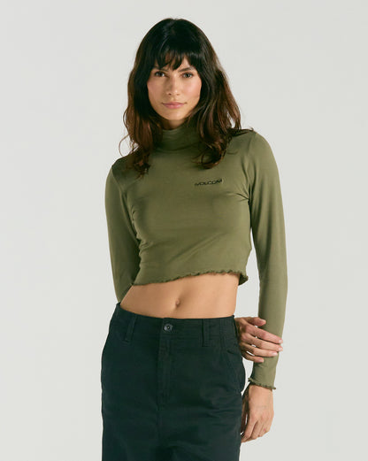 Blusa Volcom Mock Neck Verde Army