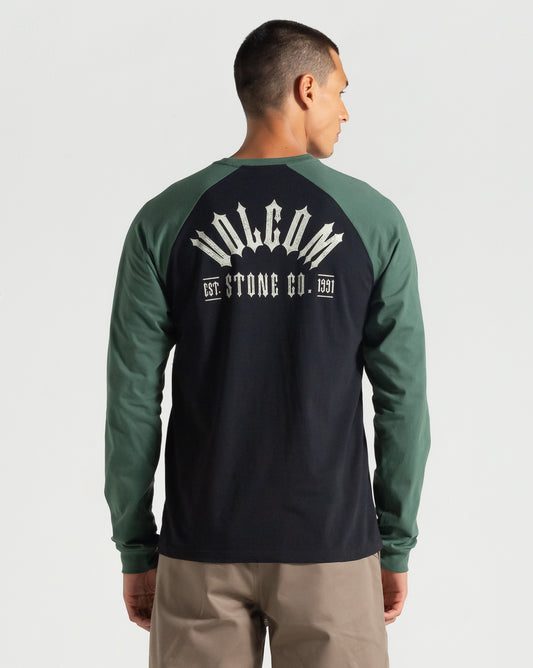 Camiseta Volcom Manga Longa Frank Fort Raglan Preta