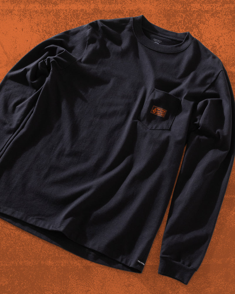 Camiseta Especial Volcom Manga Longa Workwear Preta