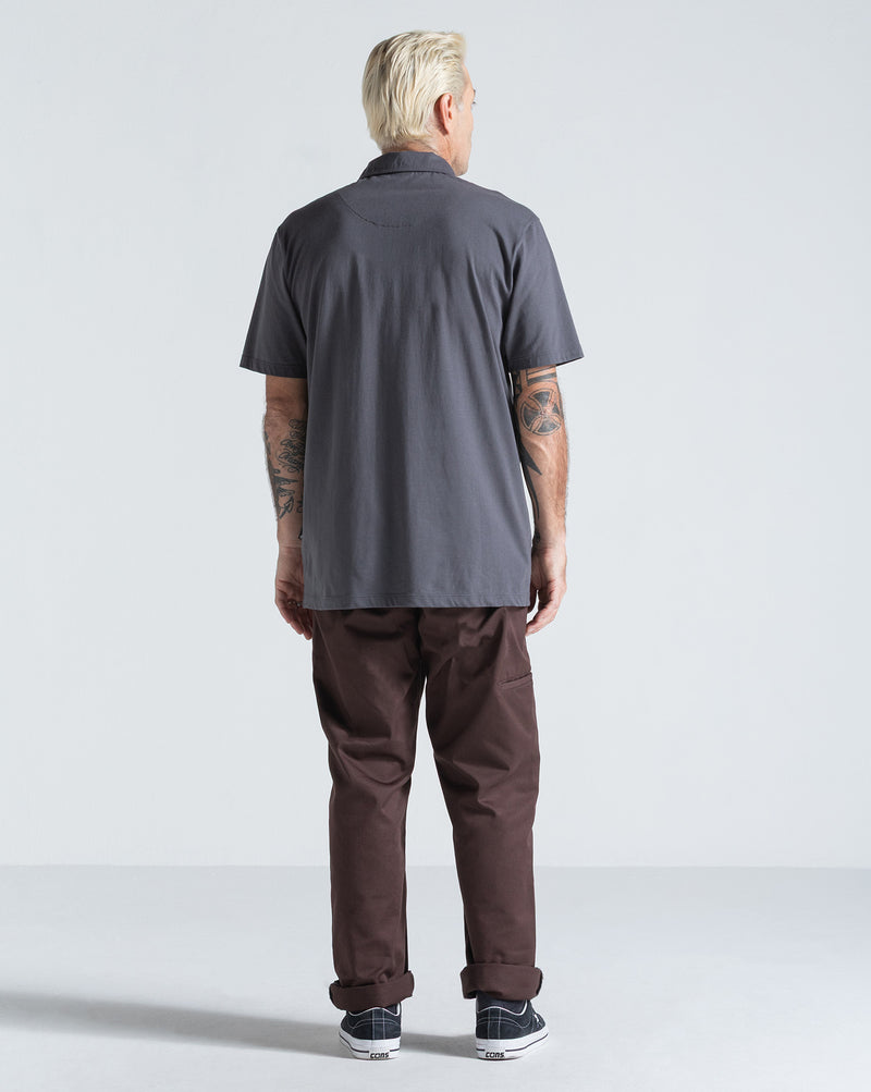 Camiseta Polo Volcom Corporate Cinza Chumbo
