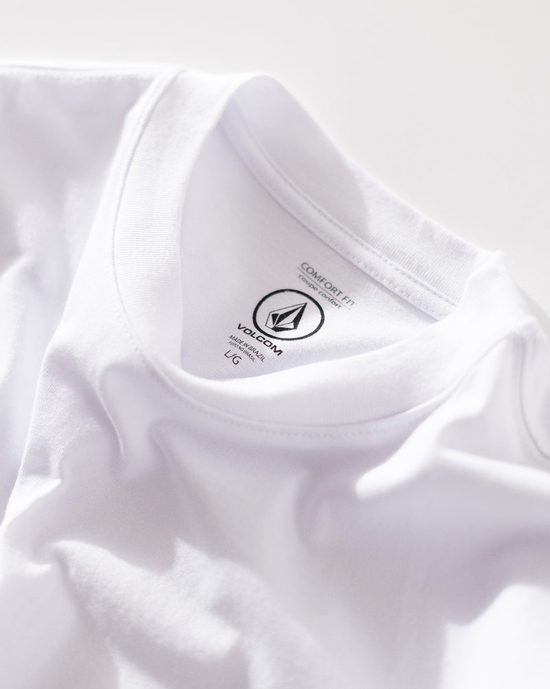Camiseta Comfort Fit Volcom Pistol Stone Branca