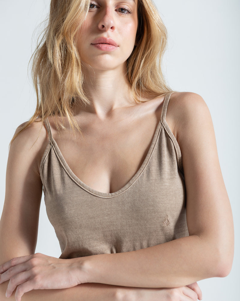 Vestido Volcom Stone Wash Bege