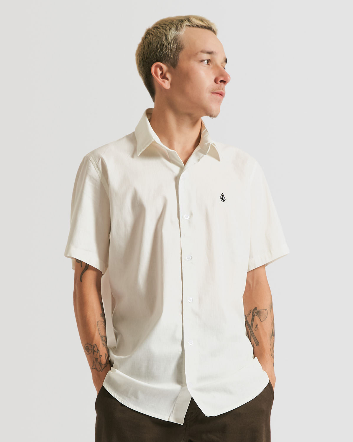 Camisa Volcom Solid Stone Off White