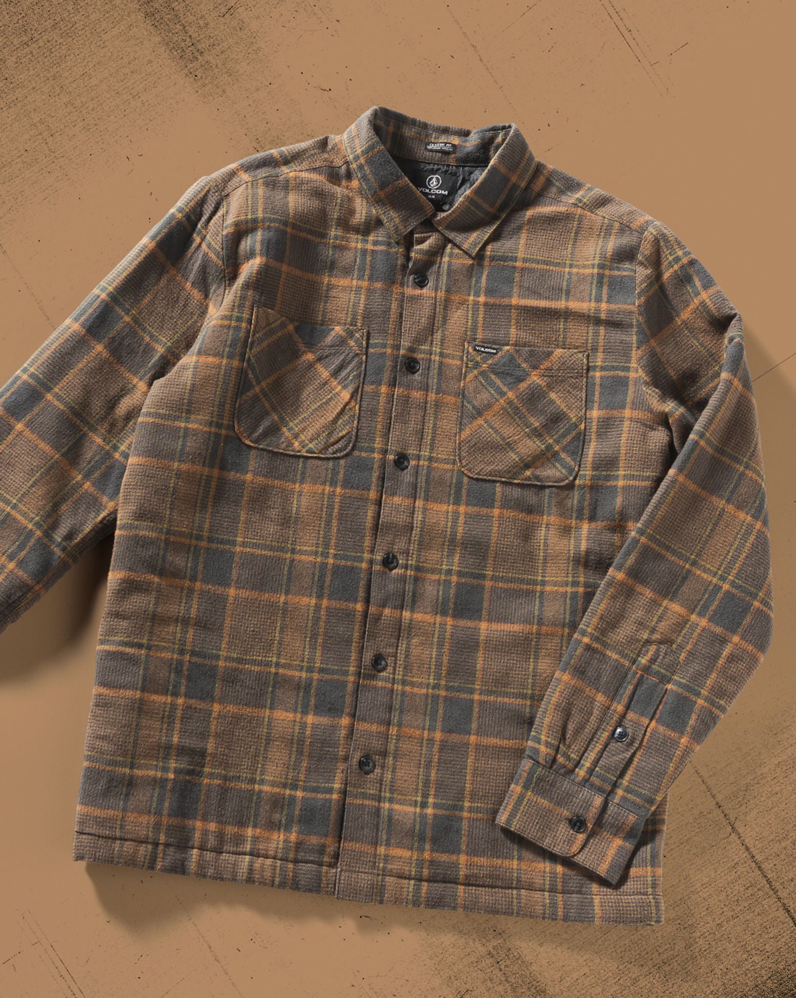 Volcom Men's Brickstone Lined Flannel Shirt - Quilted Polyester Lining, Button Down, Classic Fit